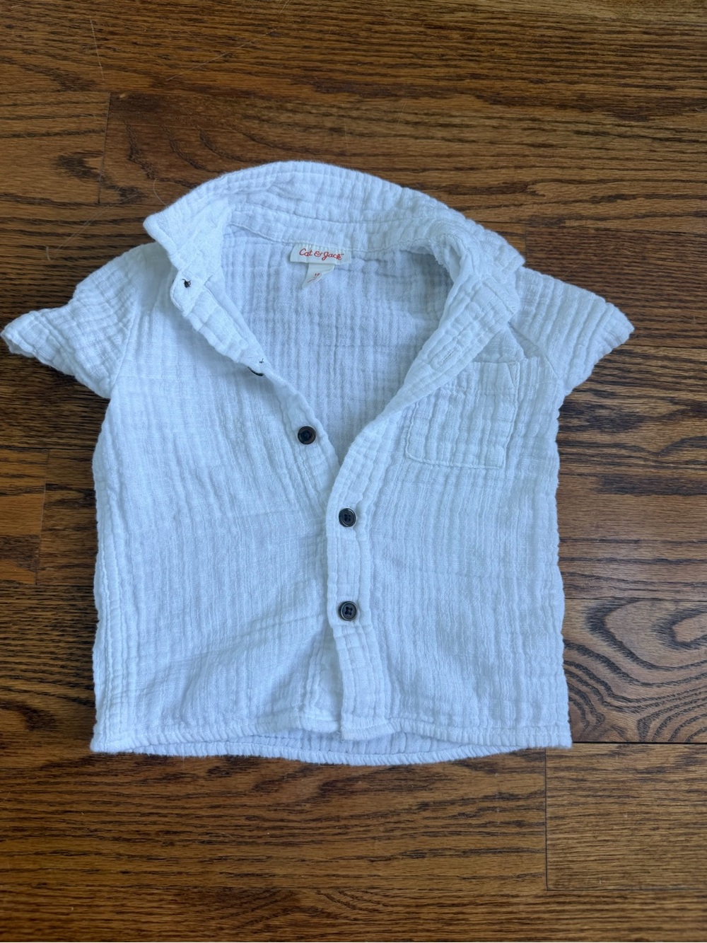 Cat & Jack White Short-Sleeve Gauze Button-Down Shirt